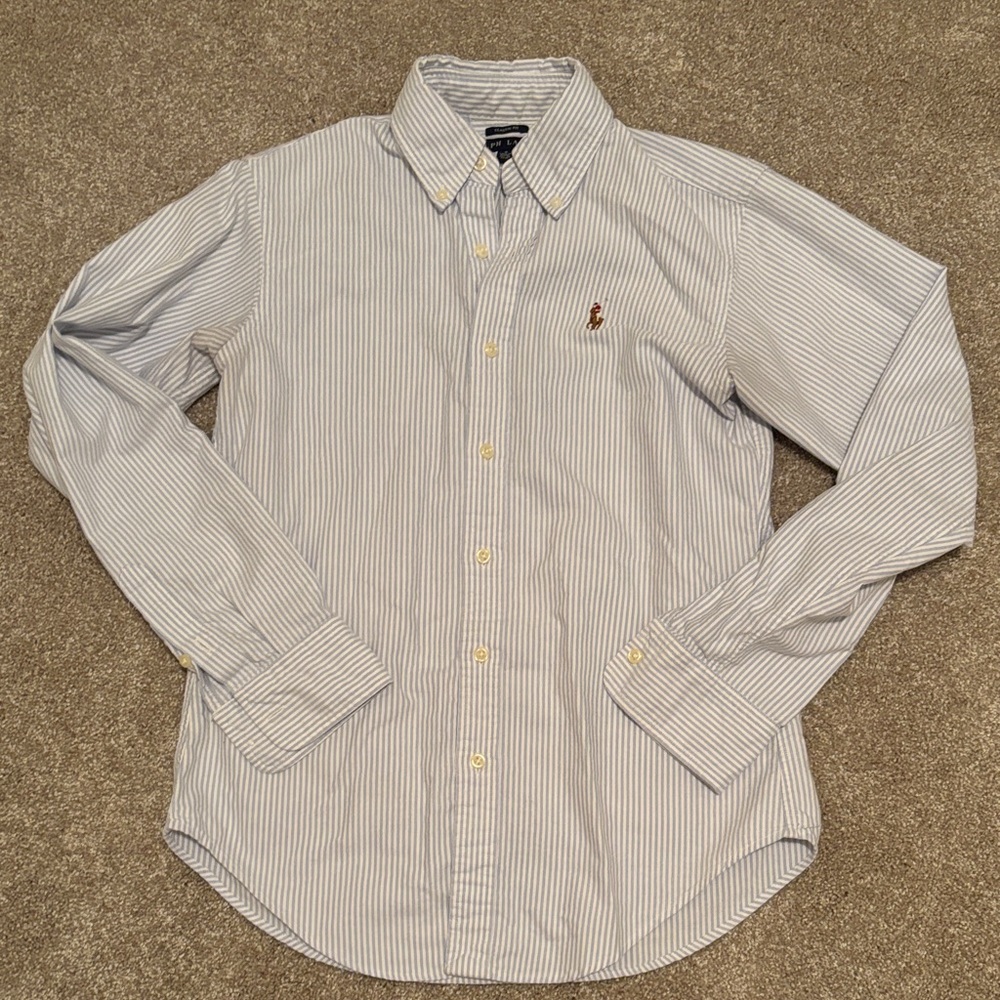 Ralph Lauren Women’s Classic Fit Blue and White Striped Oxford